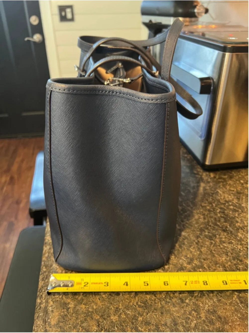 Michael Kors Jet Set Travel Medium Saffiano Leather Tote Bag Navy Blue - Picture 9 of 12